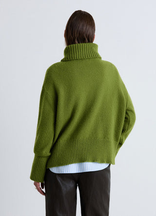 Boxy turtleneck sweater with English ribbing