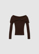 Maglia a coste con spalle scoperte - S