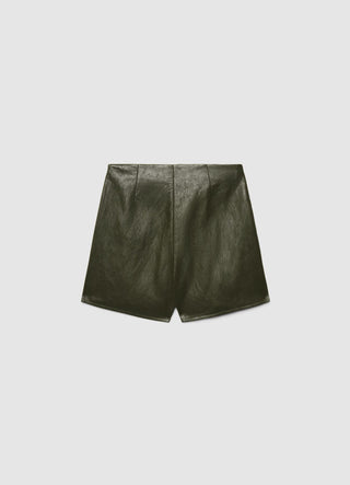Gonna-pantalone effetto pelle a tinta unita