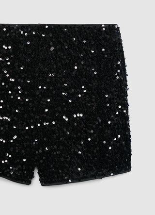 High-waisted shorts with sequins