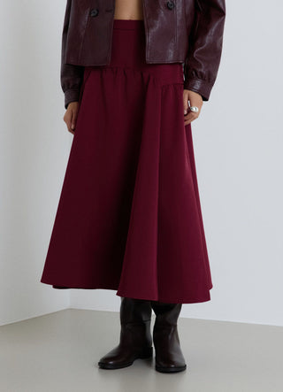 Plain flared midi circle skirt