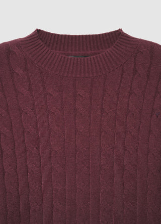 Maglia crop a trecce girocollo