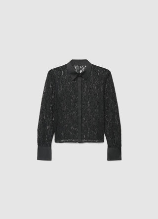 Lace shirt with satin inserts