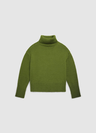 Boxy turtleneck sweater with English ribbing