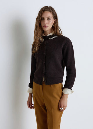 Cardigan with jewel collar and buttons