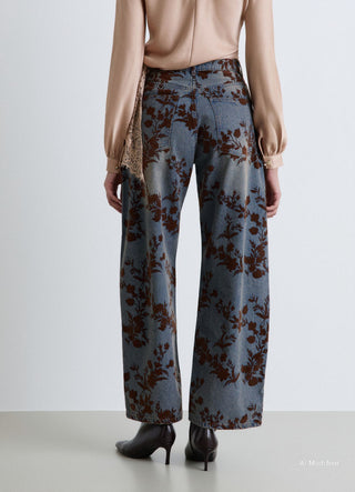 Jeans barrel con stampa floreale