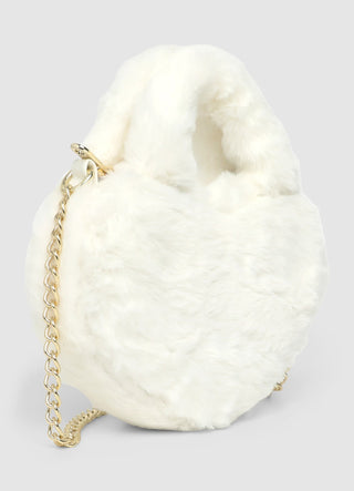 Mini heart-shaped bag with handle and chain