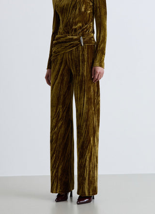 Pantaloni palazzo plissé con fibbia