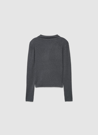 Cardigan a costine con zip e colletto