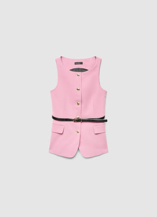 Gilet girocollo con cintura