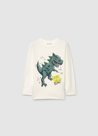 T-shirt a maniche lunghe con stampa dinosauro