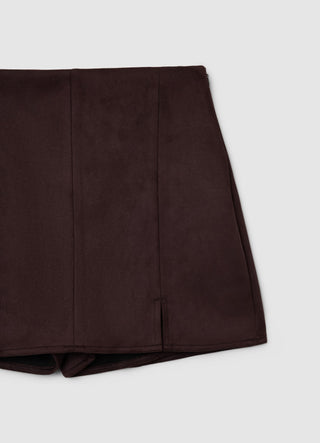 Suede-effect miniskirt with side zip
