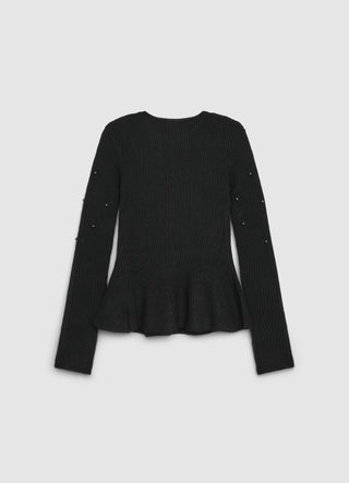 Pull peplum avec applications de perles