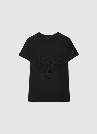 T-shirt with rhinestone heart