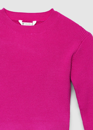 Ribbed crew neck sweater