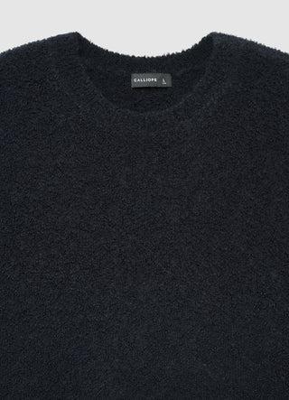 Bouclé-Pullover mit Rundhalsausschnitt in Uni