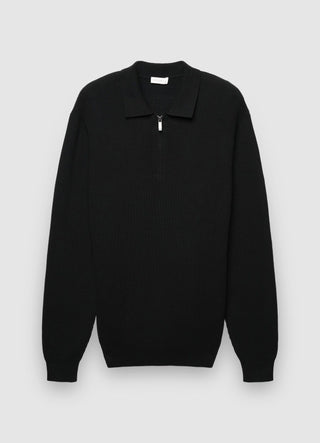 Ribbed polo shirt with zip