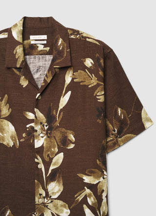 Linen blend shirt with floral print