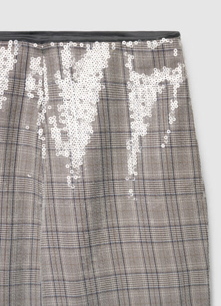 Karierte Palazzo-Hose mit Pailletten