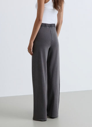 Palazzo-style gym trousers with drawstring waistband