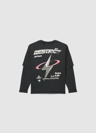 Double-sleeve oversize T-shirt with print
