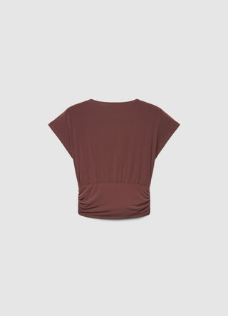T-shirt with ruching and floral applique