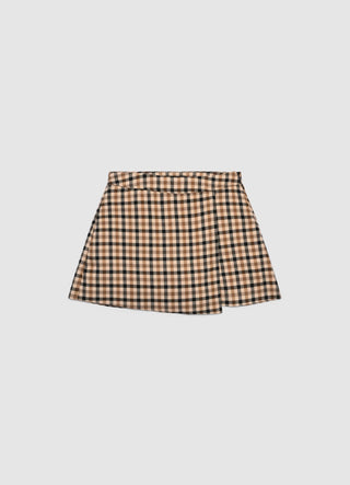 Gonna-pantalone a quadri con pannello
