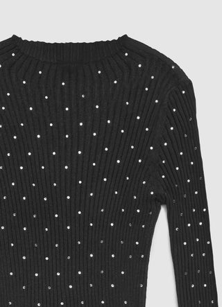 T-shirt a coste con strass