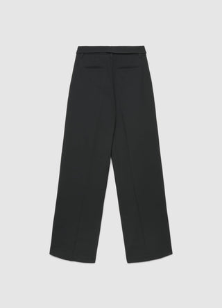 Wide-leg straight trousers with belt