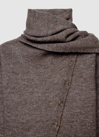 Cardigan with scarf collar and buttons