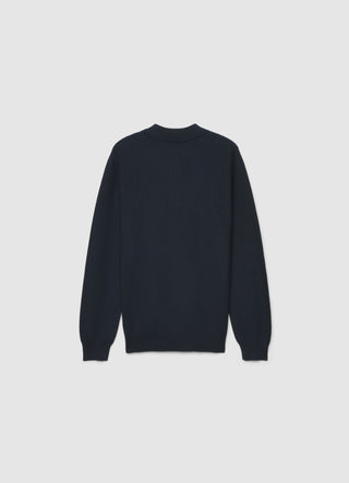 Long-sleeve solid colour polo shirt