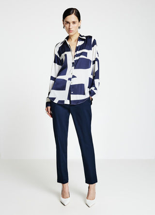 Cigarette trousers in cotton sateen