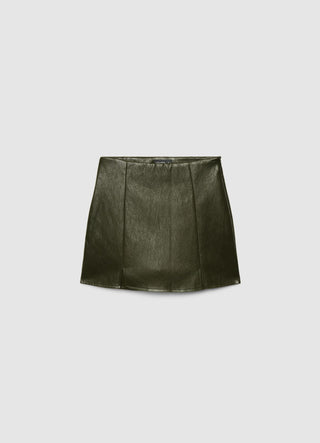 Gonna-pantalone effetto pelle a tinta unita