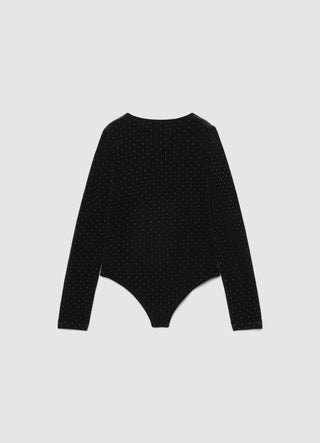 Body a maniche lunghe con borchie