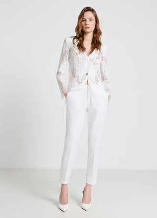 Plain dyed sateen cotton trousers