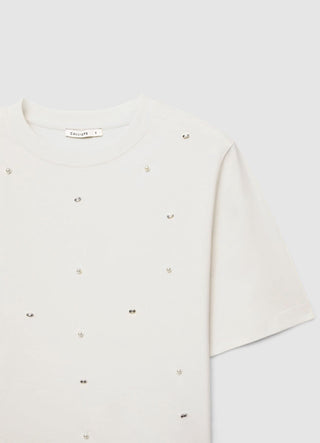 T-shirt with pearl embellishments