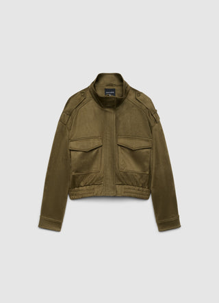 Bomber con tasche a pattina e colletto alto