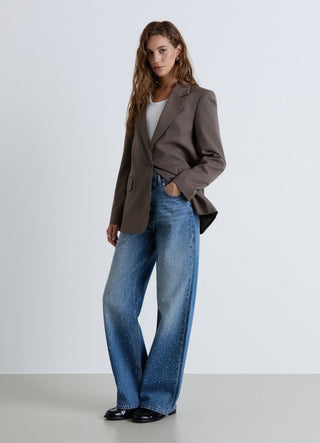 Jeans wide leg con strass