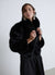Crop jacket with plush effect and notched collar