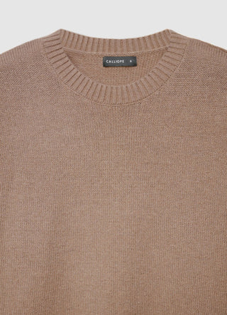 Solid colour crew neck jumper with raw edge finish