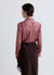 Striped shirt with classic collar in faux satin