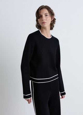 Crew neck jumper with contrast trim