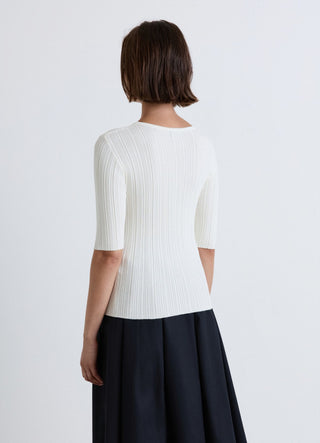 Solid colour ribbed T-shirt