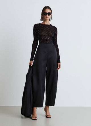 T-shirt a coste con strass