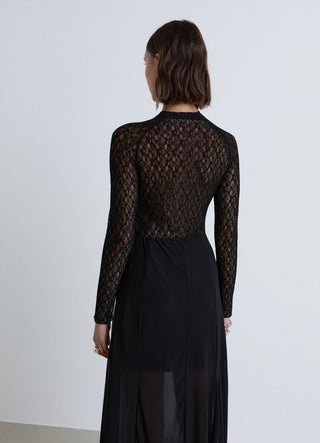 Long-sleeve lace bodysuit
