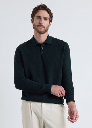 Maglia polo misto lana