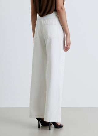 Jeans wide leg con strass
