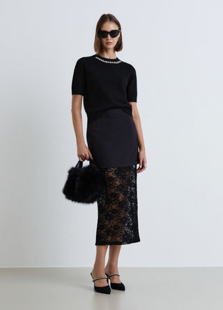 Maglia a maniche corte con strass