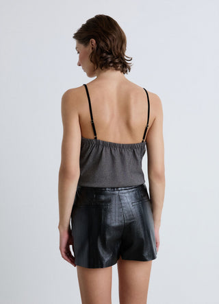 Shorts effet cuir uni