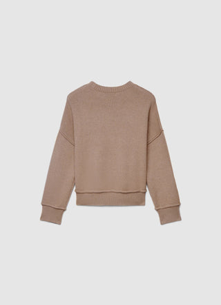 Solid colour crew neck jumper with raw edge finish